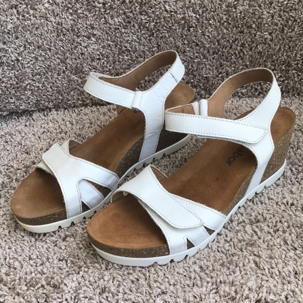 Gabor White Wedge Sandals size 7 UK 9 US